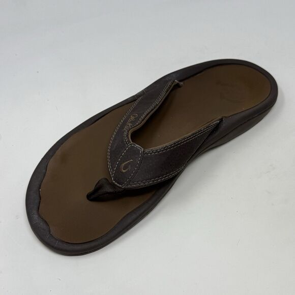 Olukai Ohana Sandals Flip Flops Mens 10 Brown Thong Comfort Casual Beach Preppy - Picture 8 of 15